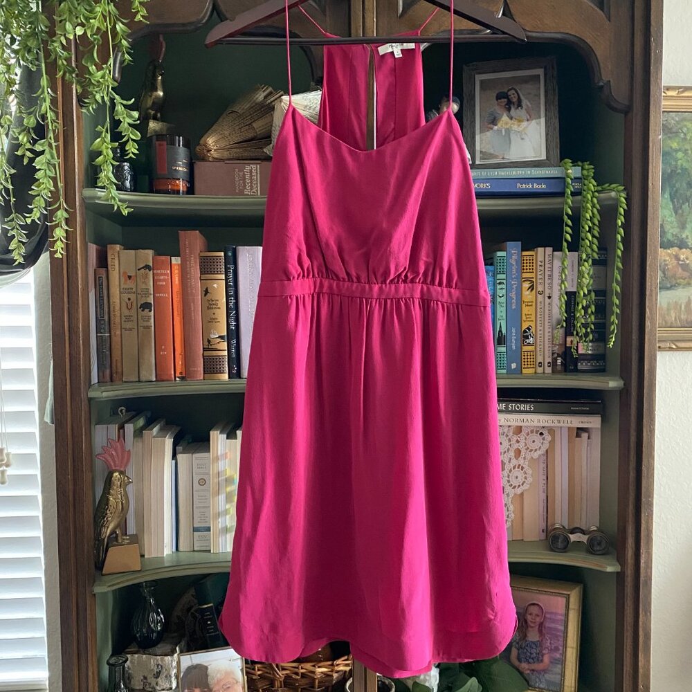 Madewell Silk Fuchsia Pink Strappy Mini Dress Size 8